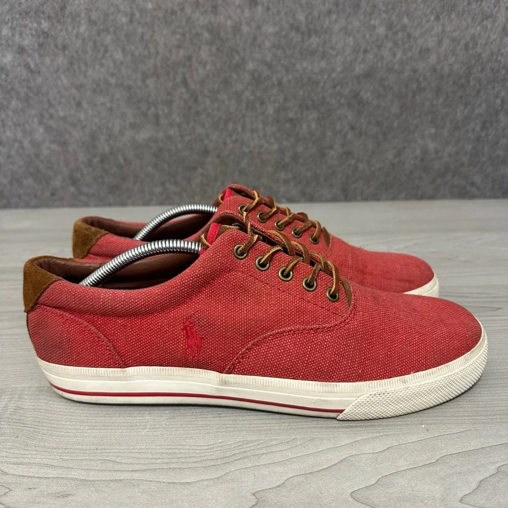 Polo Ralph Lauren Vaughn Sneakers‎ Mens 12 Red Burlap Suede Casual Low Top Shoes